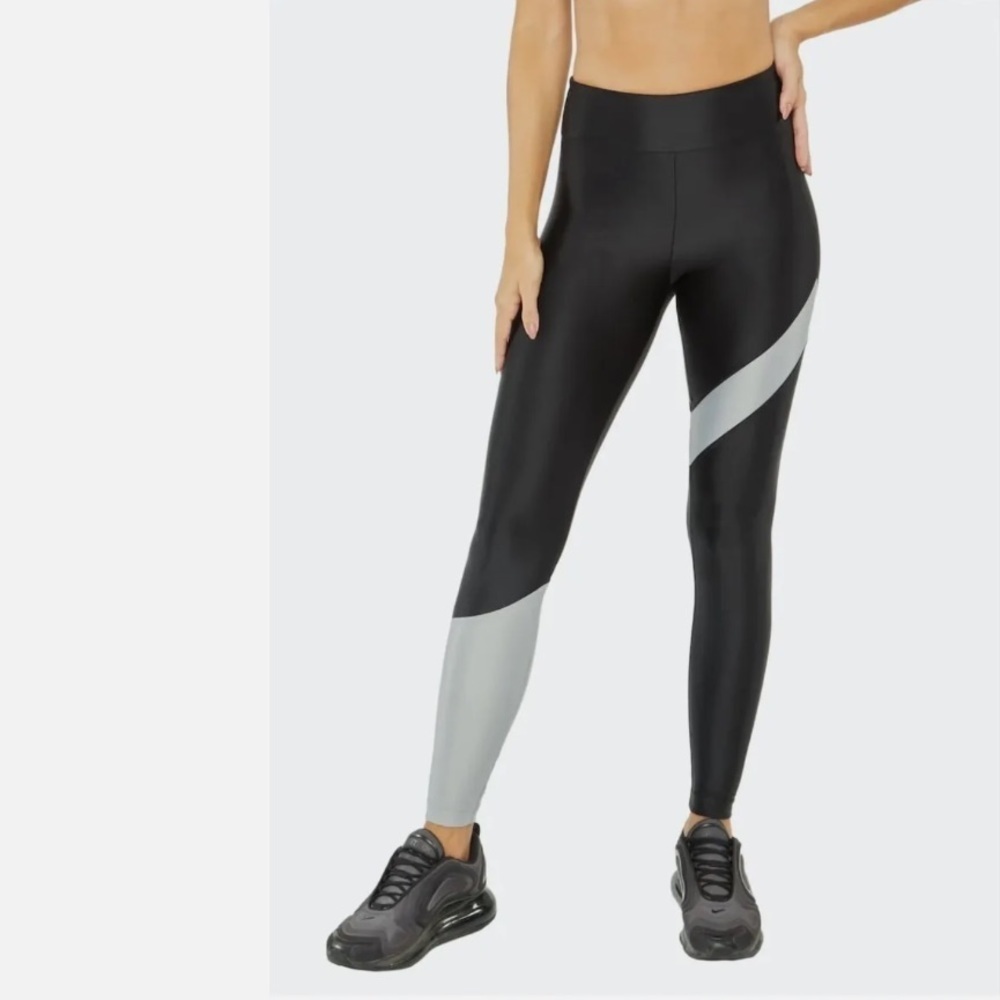 Koral High-Rise Leggings XS Blank and Silver Stripe Sporty